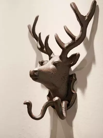 Detailfoto von Kleiderhacken im Hirschdesign